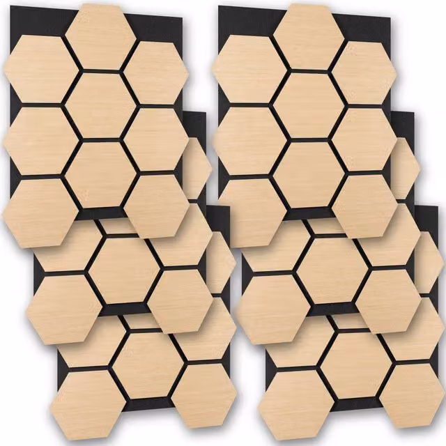 tectake Sound-Absorbing Acoustic Felt Wall Panels in Brown Wood Look, W/H: 76.0 x 62.0 cm