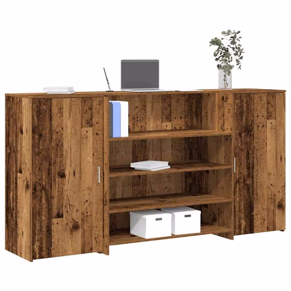 Berkfield Home Reception Desk in Brown Old Wood, W/D/H: 200 x 50 x 103.5 cm – 1