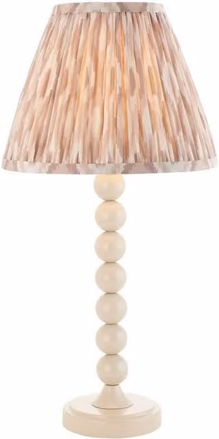 Netlighting Higgledy Gloss Almond White Table Lamp with Fabric Ikat Shade, 25 cm, E14 – 1
