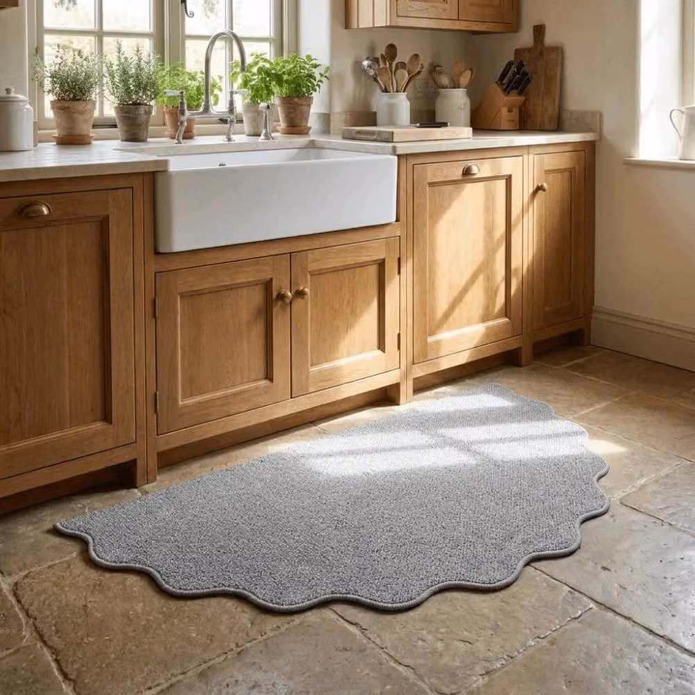 FLAVORA Grey Irregular Entrance Door Mat Rug, Dirt Repellent, W/D: 100 x 100 cm – 2