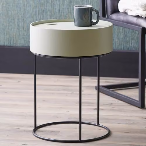 Pacific Lifestyle Industrial Wooden Storage Coffee Table with Metal Frame in Sage Green