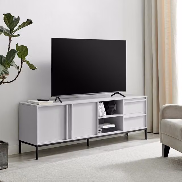 FurnitureboxUK Svit Scandinavian Style Storage TV Sideboard in White – 1