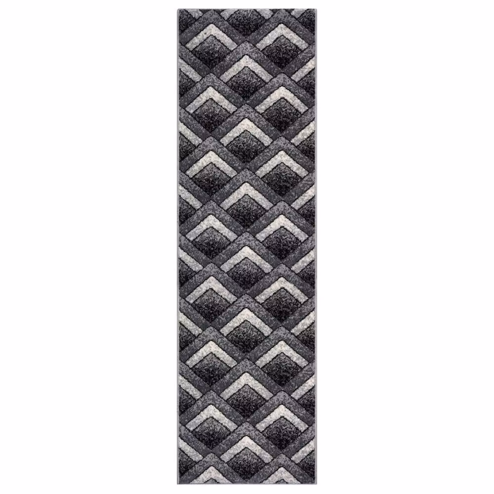 Bravich LTD Modern Zigzag Hallway Runner Rug in Grey, Non-Slip Low Pile Polypropylene Carpet, W: 60 cm, L: 360 cm – 3
