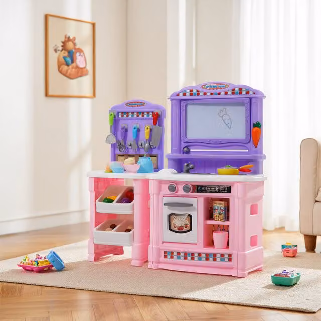 Kidkid Role Play Kitchen Set with Pretend Cooking Toys in Pink