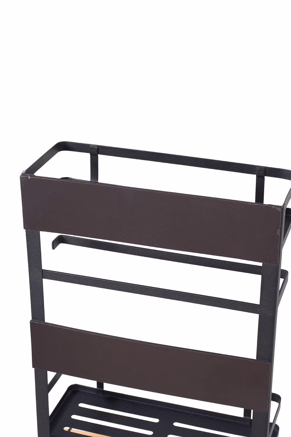 Garden Sanctuary Black Magnetic Fridge Storage Rack with Self-Adhesive Shelf and Removable Hooks – 4