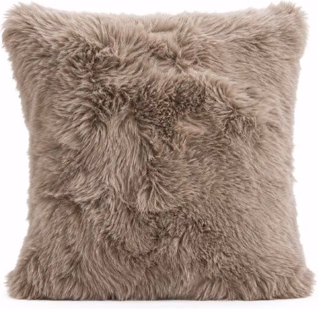 SNUGRUGS Natural Sheepskin Wool Cushion with Cotton Backing and Inner, Beige, W/D/H: 50 x 50 x 50 cm