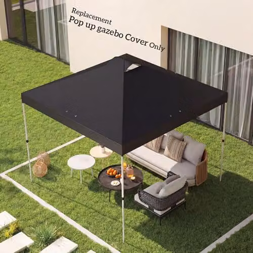 Outsunny Black Pop Up Gazebo Canopy Replacement Cover with UV50+ Protection, W x D: 3 x 3 m – 7