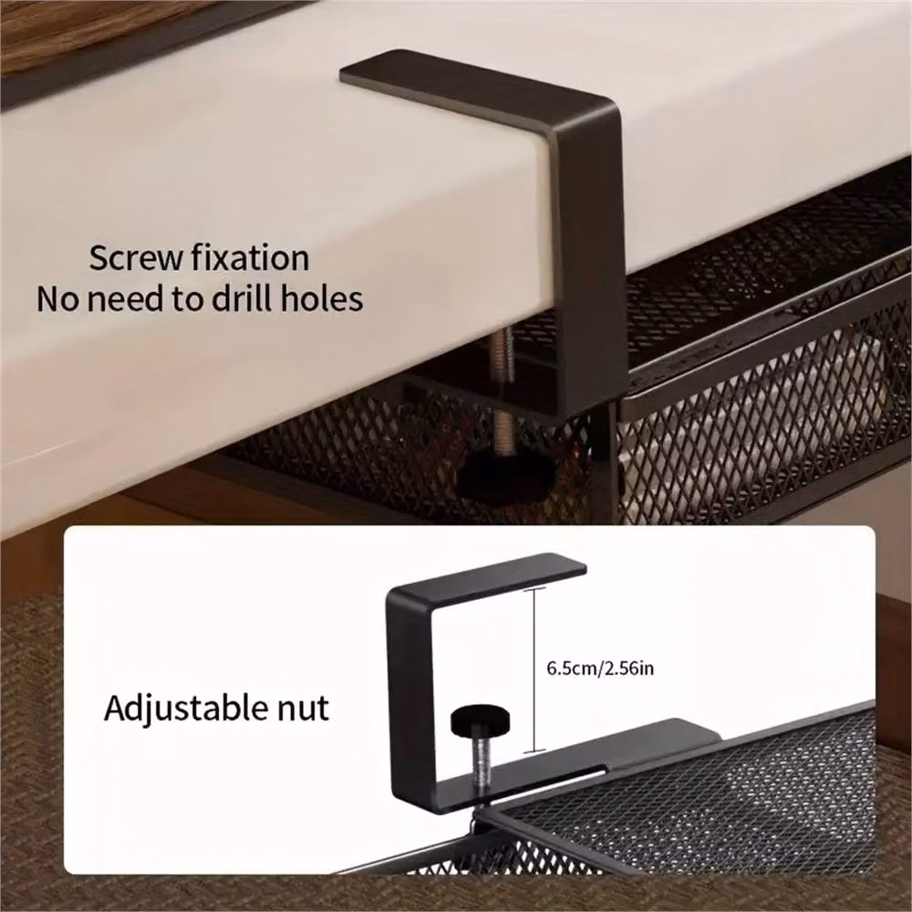 VOGREX Under Desk Pencil Drawer Organizer and Study Table Storage Box, Black, W: 40.0 cm, D: 30.0 cm, H: 6.0 cm – 3