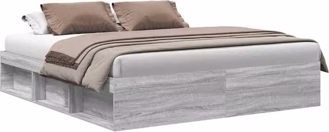 Berkfield Home Grey Sonoma Super King Size Bed Frame with Side Compartments W/D/H: 180 x 200 cm