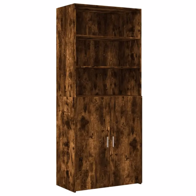 Berkfield Home Smoked Oak Highboard in Brown, W/D/H: 80 x 42.5 x 185 cm