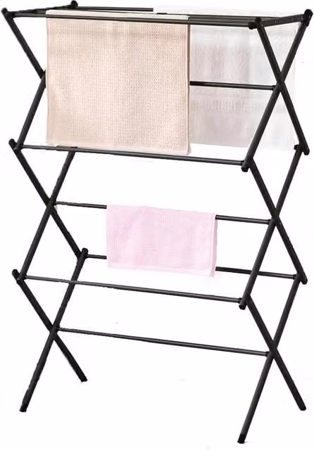 FLAVORA 3-Tier Black Clothes Airer with 7.5m Drying Space