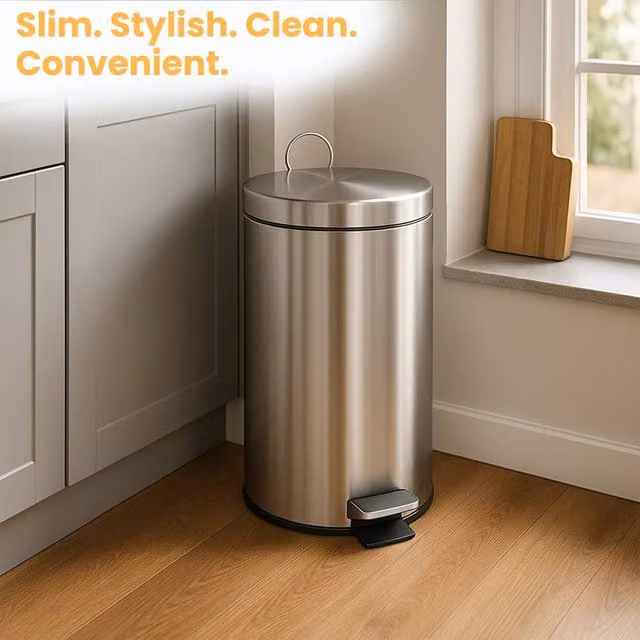 Spetlek Silver Stainless Steel Pedal Bin, 5 Litre