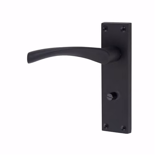 Golden Grace Victorian Scroll Door Handles with Bathroom Lock, Matt Black – 3