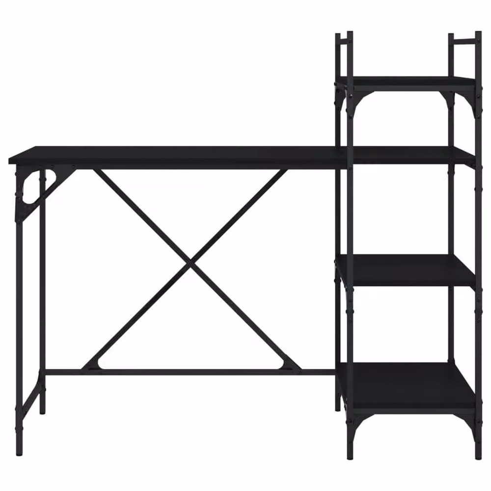 Berkfield Home Computer Desk with Shelves, Black, W/D/H: 120 x 47 x 109 cm – 4
