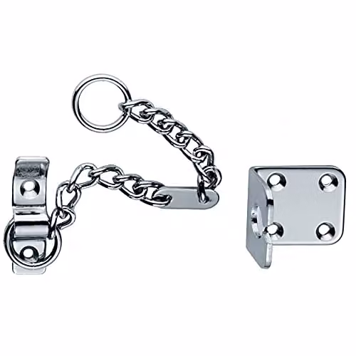 Loops Heavy Duty Door Security Chain Restrictor in Silver, Length: 19.55 cm