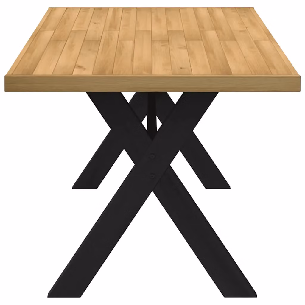 Berkfield Home NOAIN Rectangular Dining Table in Brown Solid Pine with X-Shaped Legs, W: 160 cm, D: 90 cm, H: 75 cm – 3