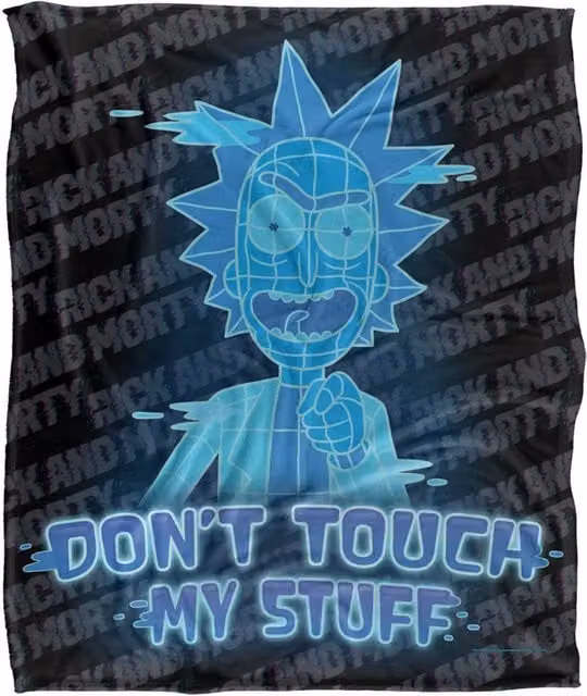 Warner Brothers Rick & Morty Officially Licensed Silky Touch Super Soft Fluffy Throw Blanket, White and Multicolour, W: 152 cm, D: 127 cm