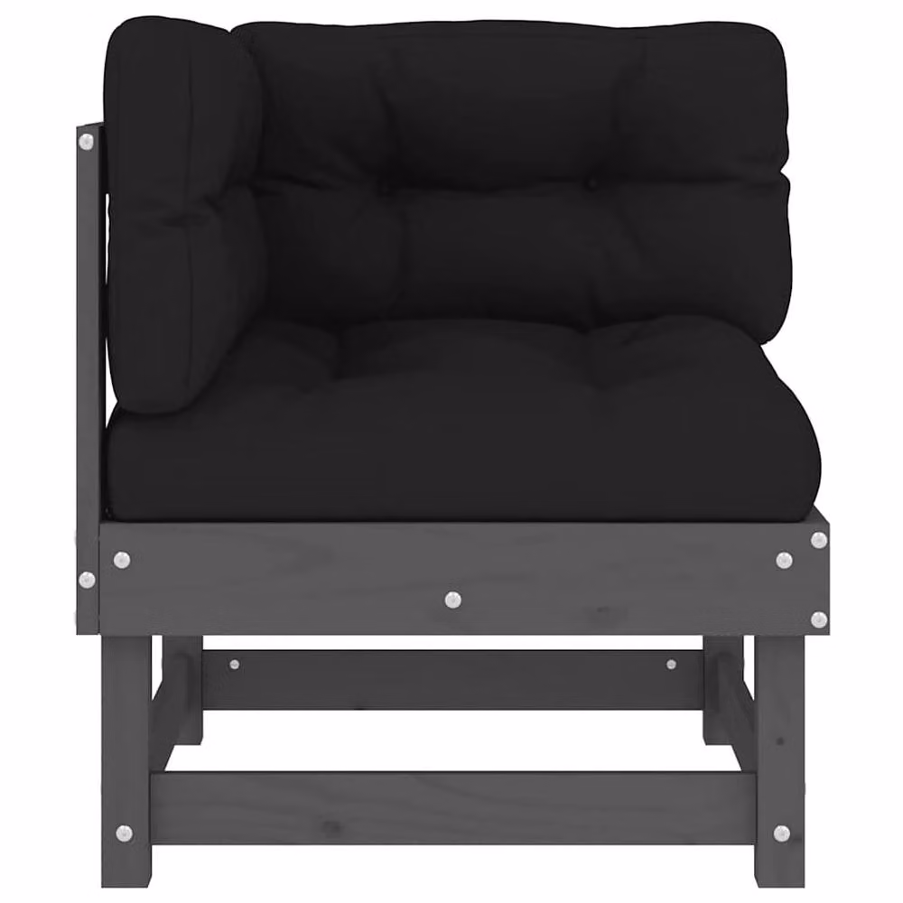 Berkfield Home L-Shape Corner Garden Sofa Set in Grey with Scatter Cushions and Solid Pine Wood Frame – 3