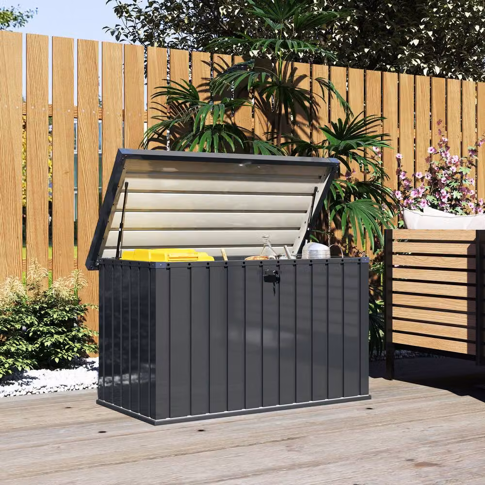 STILVORA Lockable Garden Storage Box, 400 L, Dark Grey – 2