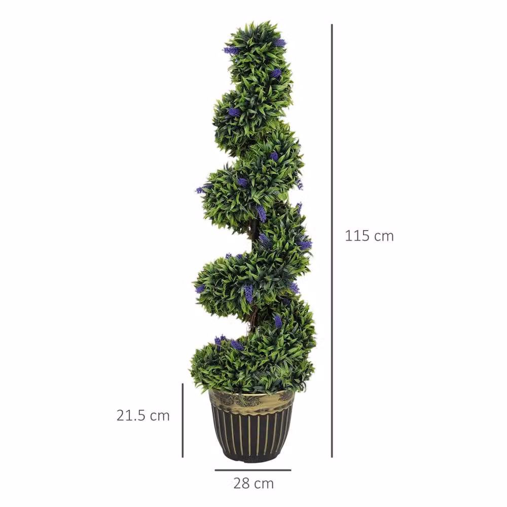 Wyld Haus Ribara Set of 2 Green Artificial Lavender Topiary Trees, Height: 115 cm – 4