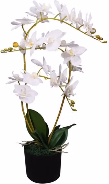 Berkfield Home White Artificial Potted Orchid Plant, Height: 65 cm