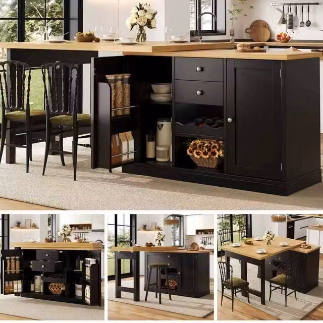 Matteo Extendable Dining Table and Sideboard Combo in White and Black – 1