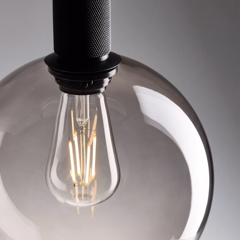 Industville Knurled Glass Globe Pendant Light in Grey, Diameter: 22.86 cm – 2