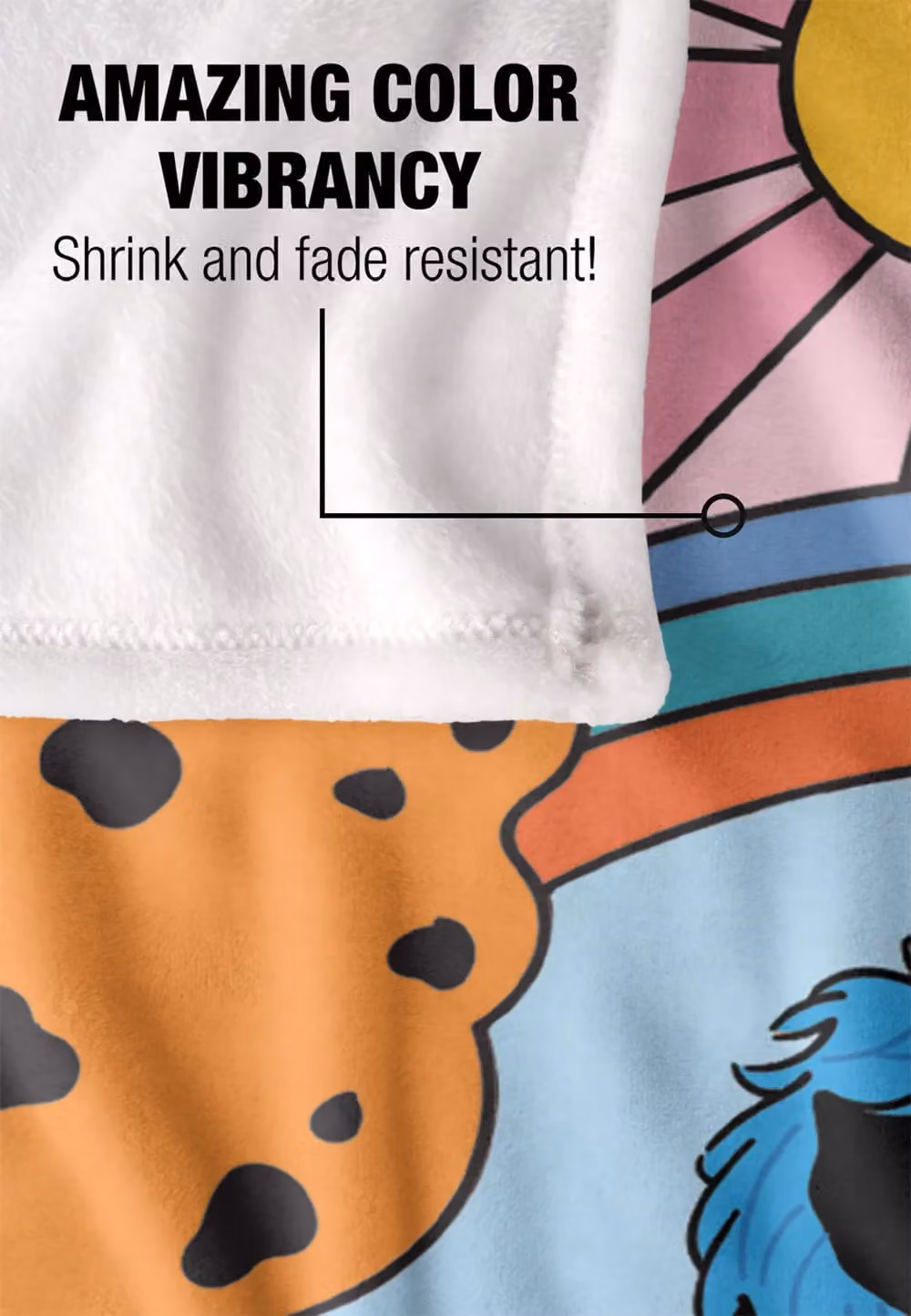 Sesame Street Cookie Monster Sunrise Silky Touch Super Soft Throw Blanket, White and Multicolour, W: 152 cm, D: 127 cm – 3