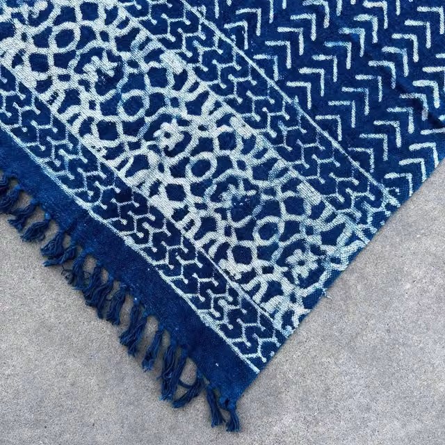 KDMK Blue Geometric Ethnic Handmade Throw