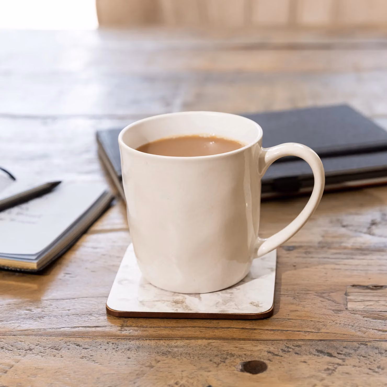 Creative Tops Grey and White Marble Print Square Coasters with Cork Back, Set of 4, W: 10.5 cm x D: 10.5 cm – 3