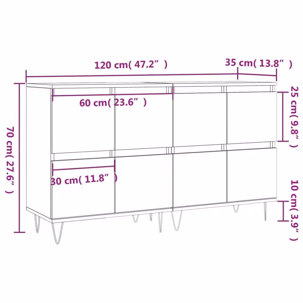 Berkfield Home Set of 2 Smoked Oak Industrial Sideboards in Brown, Engineered Wood and Metal – 7