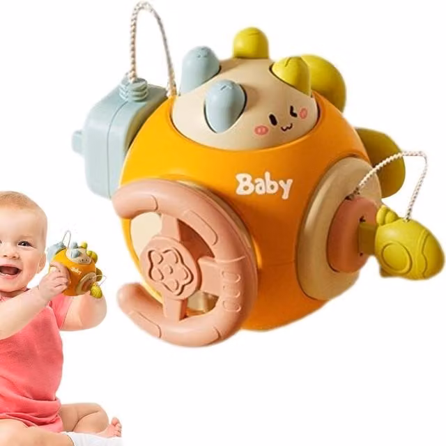 Dyzi First Learning Activity Sensory Busy Cube Travel Toy in Orange and Multicolour