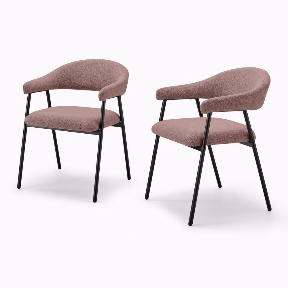 FurnitureboxUK Delos Set of 2 Dining Chairs in Dusky Pink Fabric with Terracotta Accents – 2