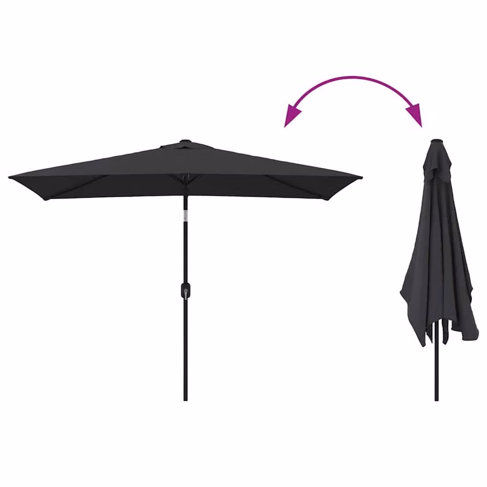 Berkfield Home Outdoor Parasol with Steel Central Pole, Black, W: 300 cm, D: 200 cm – 3