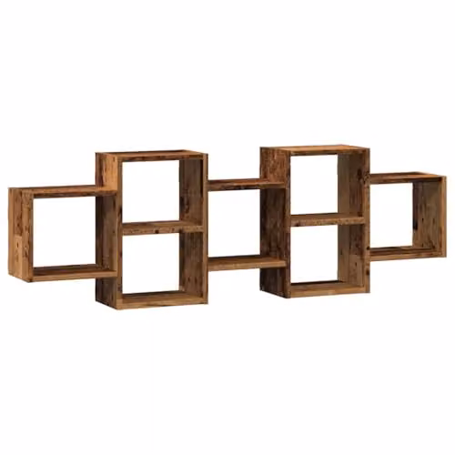 vidaXL Wall Mounted Rustic Old Wood Shelf, Brown, W: 129 cm, D: 42 cm, H: 18 cm