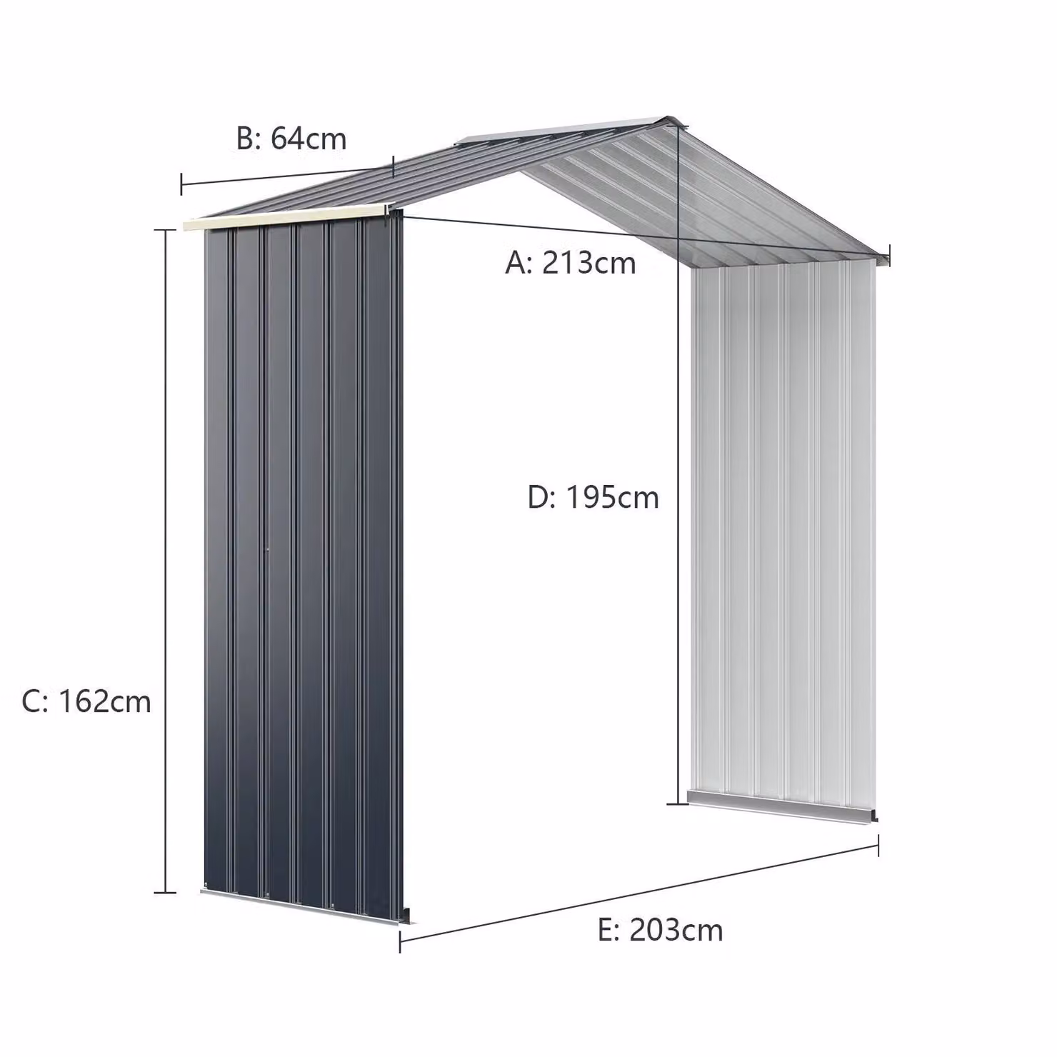 Costway Outdoor Storage Shed Extension Kit in Grey for 195 cm Shed Width – 2