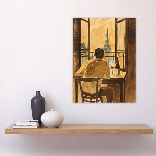 Artery8 France Portrait Wine Drink Watercolour Wall Art Poster Print, Multicolour, 46 x 61 cm – 4