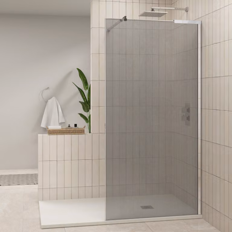 Regal Walk In Wet Room Shower Screen with Silver Mesh Pattern, Stainless Steel, W: 120 cm, 10 mm Glass