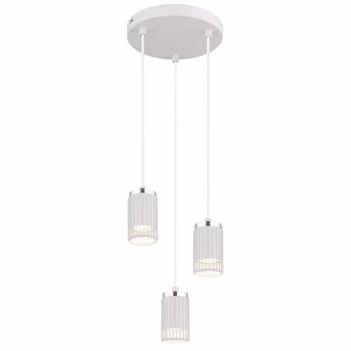 Netlighting Korben Cluster Pendant Ceiling Light in White and Chrome with 3x GU10 Bulbs, Height: 115.5 cm