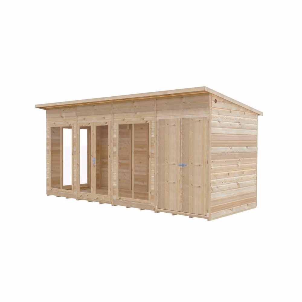 Shires Lela 16x6 Summerhouse with Storage in Light Brown, W476 x D185.8 x H228.4 cm – 2