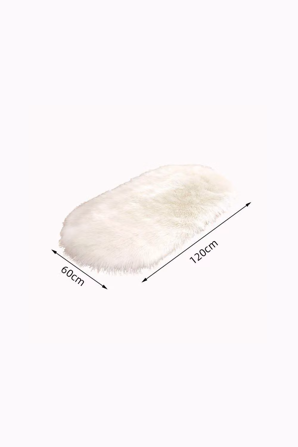 H&O Direct White Rectangular Shaggy Area Rug, W: 60 cm, L: 120 cm – 3