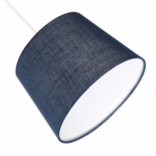 Happy Homewares Modern Blue and White Fabric Cylinder Drum Lamp Shade W/D/H: 25 x 18 x 25 cm – 4