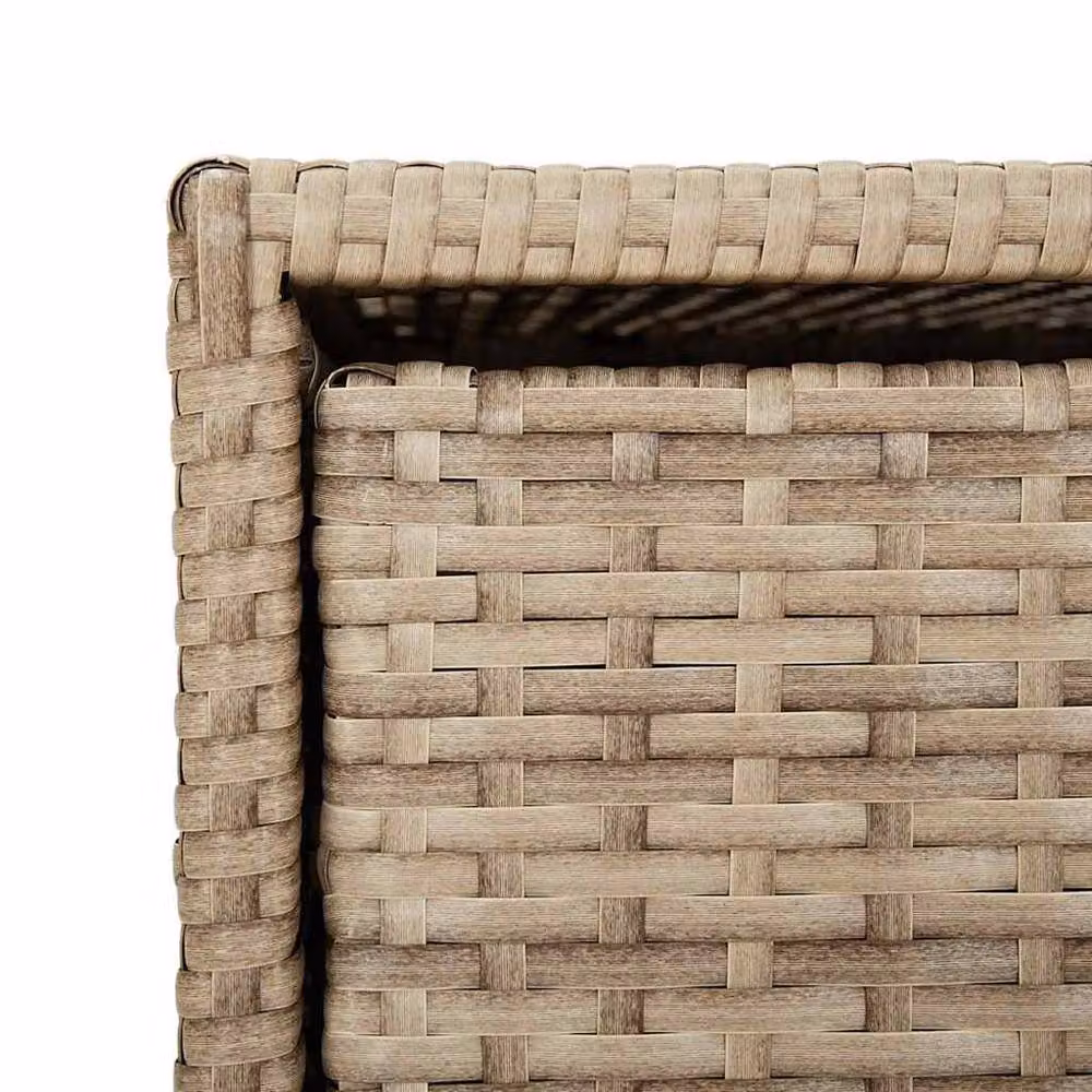 Berkfield Home Garden Storage Cabinet in Beige Poly Rattan and Steel, W/D/H: 55 x 59 x 69 cm – 4