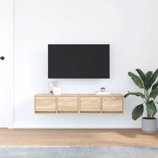 Berkfield Home Set of 2 Sonoma Oak TV Cabinets in Light Brown, W/D/H: 60 x 31 x 25.5 cm – 1