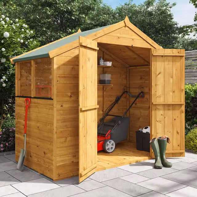 BillyOh Rustic Brown Wooden Apex Shed with Window and Tongue and Groove Design