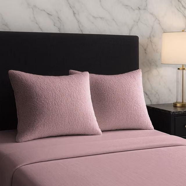 Snug City Pink Teddy Fleece Pillow Case Pair with Envelope Closure, W: 48 cm, H: 74 cm – 1