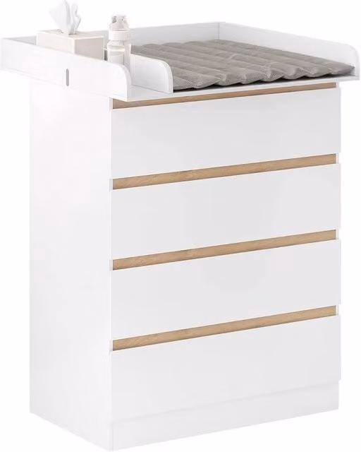 FORGEVIO 4 Drawer Nursery Changing Table Chest of Drawers in White