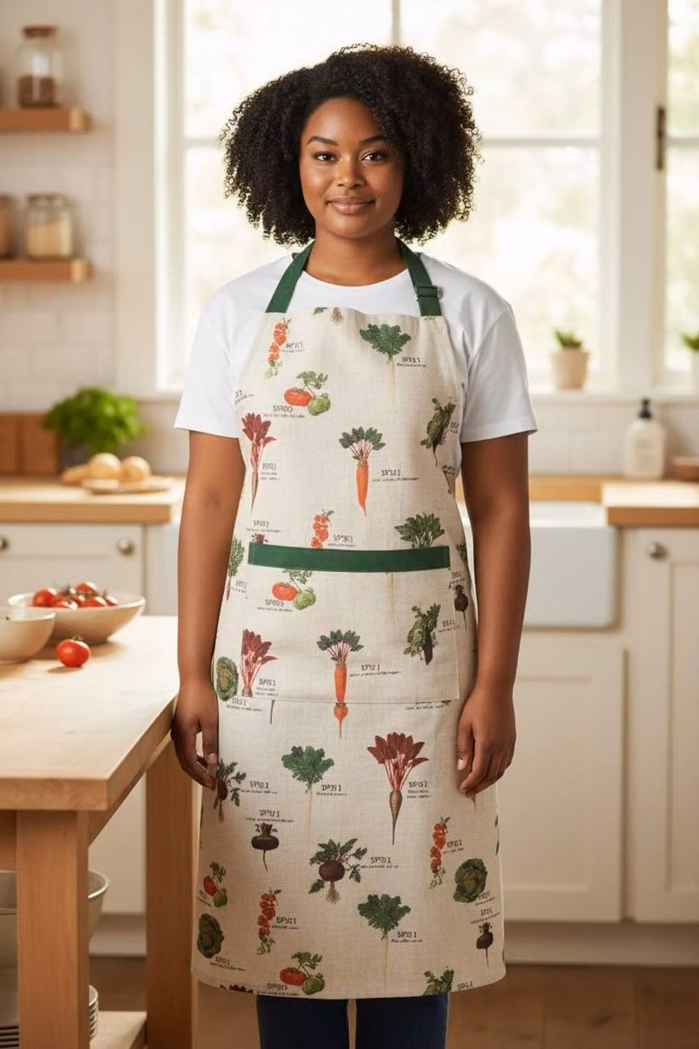 RHS Benary Vegetables Adult Cotton Apron in Beige and Multicolour – 2
