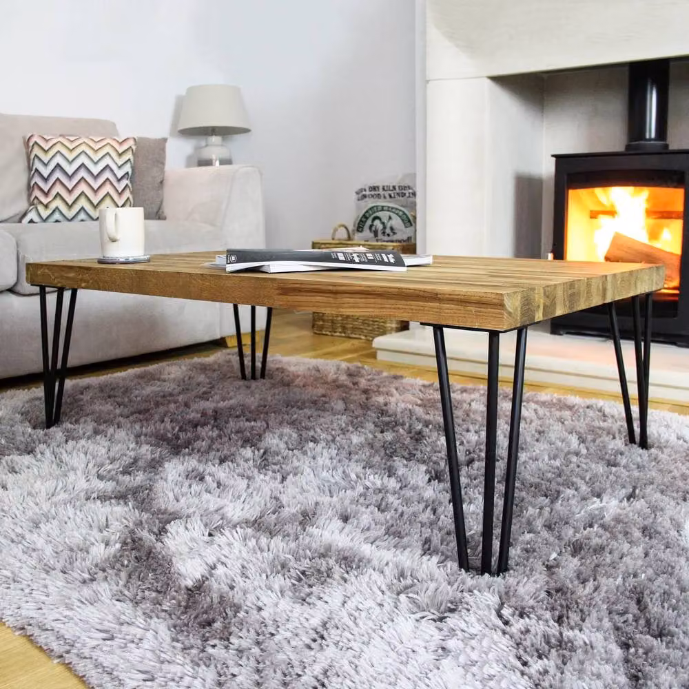 Monstershop Pack of 4 Black Steel 3-Prong Hairpin Table Legs, Height: 71.1 cm – 3