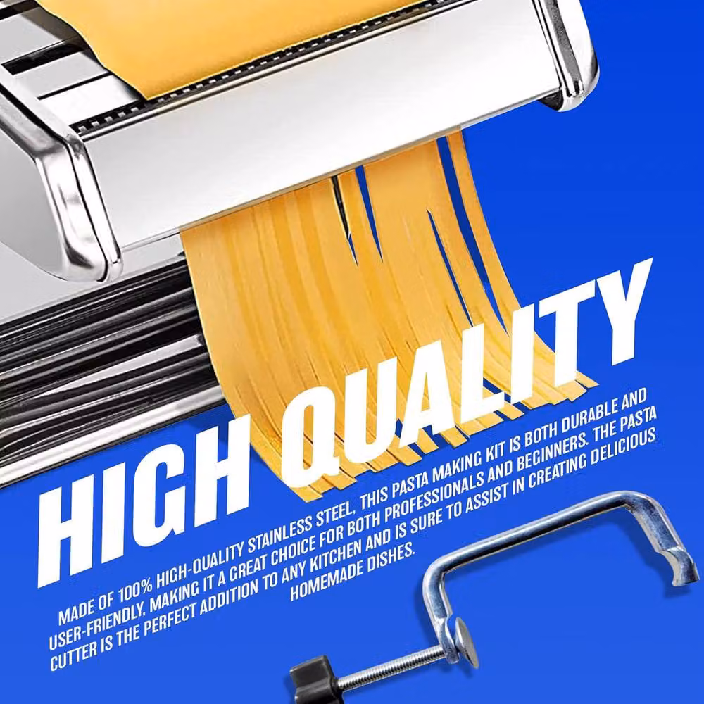BARGAINS-GALORE Stainless Steel Pasta Maker Machine with Ravioli Cutter and 9 Thickness Settings in Silver – 5